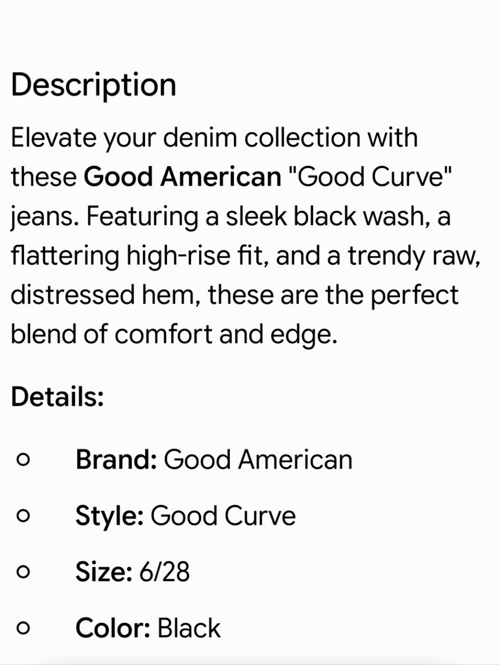 Good American Good Curve High-Rise Washed Black Denim Raw Hem Jeans, 6/28 - Picture 15 of 16